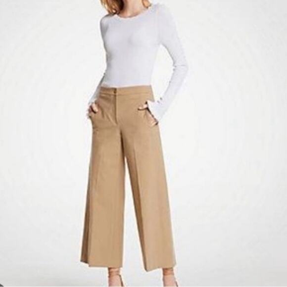 Ann Taylor The Marina High Rise Wide Leg Ankle Pants Size 10 Lagenlook Office - Picture 1 of 12